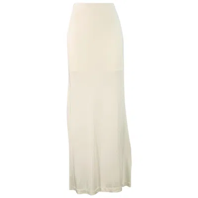 Pre-owned Helmut Lang Size M Beige Jersey Elastic Waistband Long Maxi Skirt In Brown