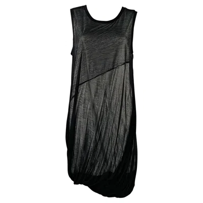 Pre-owned Helmut Lang Size M Black White Cotton Layered Bubble Hem Dress