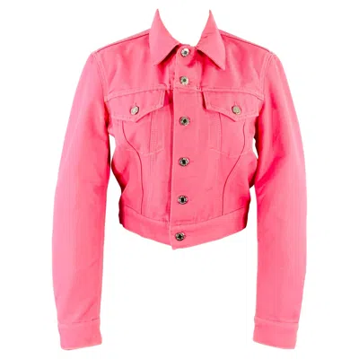 Pre-owned Helmut Lang Size S Femme Trucker Pink Cotton Blend Cropped Denim Jacket
