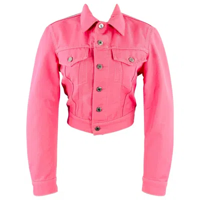 Pre-owned Helmut Lang Size Xs Femme Trucker Pink Cotton Blend Cropped Denim Jacket
