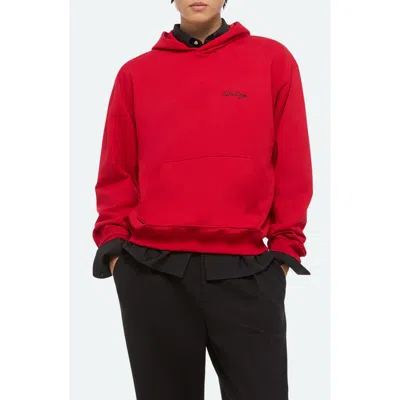 Helmut Lang Sketch Compact Cotton Graphic Hoodie In Red