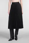 Helmut Lang Lwb Pleated Textured Skirt With Logo Waistband In Black