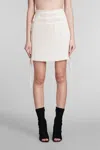 Helmut Lang Pleated Drawstring Waist Skirt In Beige