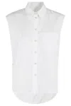 Helmut Lang Sl Apex Tailsleeveless White Cotton Poplin Shirt In White