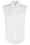 Helmut Lang Sl Apex Tailsleeveless White Cotton Poplin Shirt In White