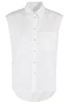 Helmut Lang Sl Apex Tailsleeveless White Cotton Poplin Shirt