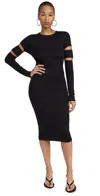 Helmut Lang Slashed Mini Dress Cut-out Sleeves In Black