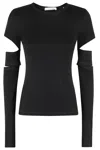 Helmut Lang Slash Cut Out Long Sleeve Top In Black