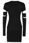 Helmut Lang Slashed Mini Dress Cut-out Sleeves In Black