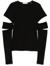 Helmut Lang Slashed Shrunken Cap Sleeve Crew Neck T-shirt In Black