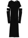Helmut Lang Slash Cut Out Jersey Midi Dress In Schwarz