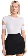 Helmut Lang Slash Shrunken Soft Tee Optic White In Optic White