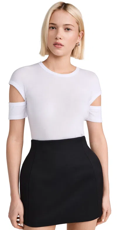 Helmut Lang Slash Shrunken Soft Tee Optic White In J Optic White