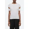 Helmut Lang Slash Shrunken Soft Tee Optic White In Optic White - C7j