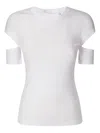 Helmut Lang Slash Shrunken Soft Tee Optic White In White