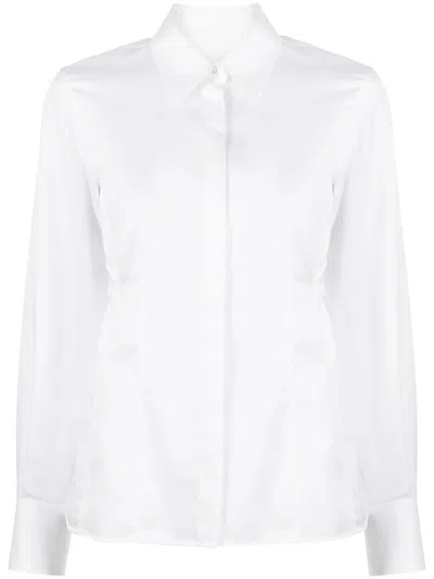 Helmut Lang Slash Silk Shirt In White