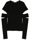 Helmut Lang Slashed Shrunken Cap Sleeve Crew Neck T-shirt In Black