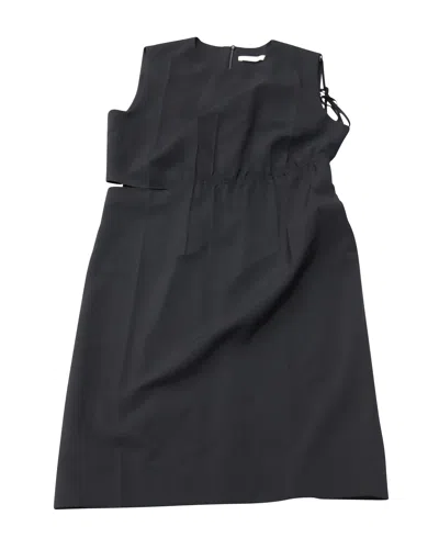 Helmut Lang Slash Waist Shift Dress In Black Polyester