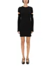 Helmut Lang Slashed Mini Dress Cut-out Sleeves In Black