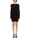 Helmut Lang Slashed Mini Dress Cut-out Sleeves In Black