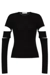 Helmut Lang Slashed Shrunken Cap Sleeve Crew Neck T-shirt In Black