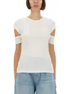 Helmut Lang Slash Cotton-blend Top In White
