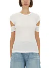 Helmut Lang Slash Cotton-blend Top In White