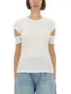 Helmut Lang Slash Cotton-blend Top In White