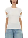 Helmut Lang "slashed Shrunken" T-shirt In White