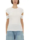 Helmut Lang "slashed Shrunken" T-shirt In White