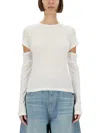 Helmut Lang "slashed Shrunken" T-shirt In White
