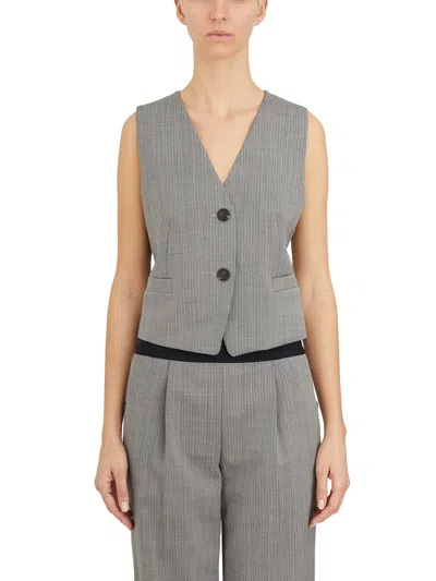 Helmut Lang Sleek Grey Wool V-neck Vest