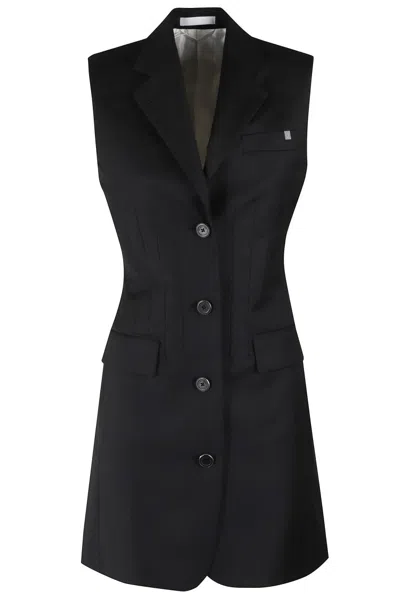 Helmut Lang Sleeveless Black Wool Twill Dress