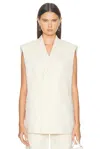 Helmut Lang Sleeveless Linen Blend Blazer In Summer Sand