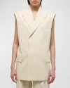 Helmut Lang Sleeveless Linen Blend Blazer In Summersand