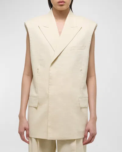 Helmut Lang Sleeveless Car Blazer Summer Sand In Ivory