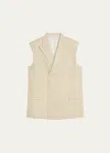 Helmut Lang Sleeveless Linen Blend Blazer In Summersand