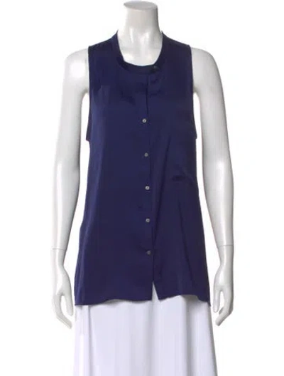 Pre-owned Helmut Lang Sleeveless Button-up Top In Blue
