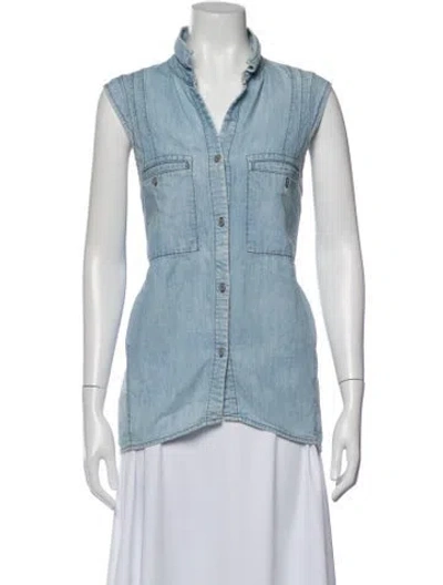 Pre-owned Helmut Lang Sleeveless Button-up Top In Blue