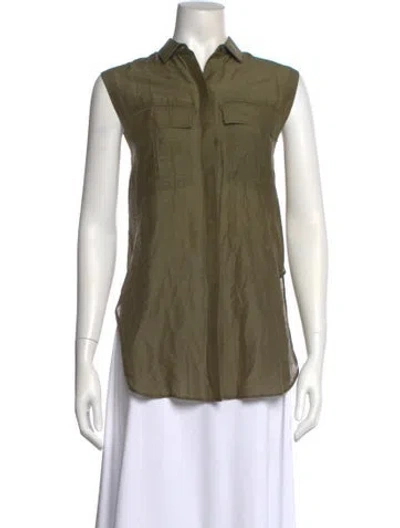 Pre-owned Helmut Lang Sleeveless Button-up Top In Green