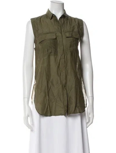 Pre-owned Helmut Lang Sleeveless Button-up Top In Green