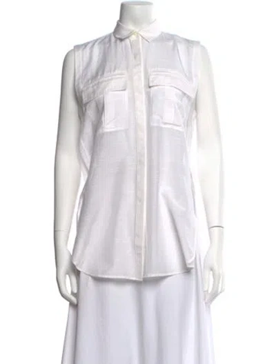 Pre-owned Helmut Lang Sleeveless Button-up Top In White