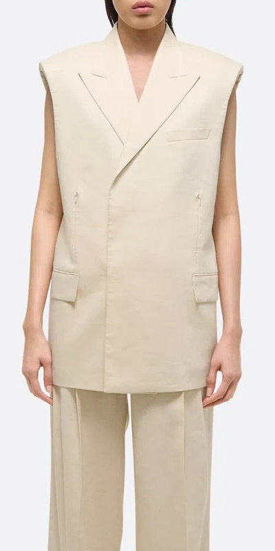 HELMUT LANG SLEEVELESS CAR BLAZER SUMMER SAND