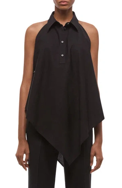 Helmut Lang Sleeveless Cotton Shirt In Black