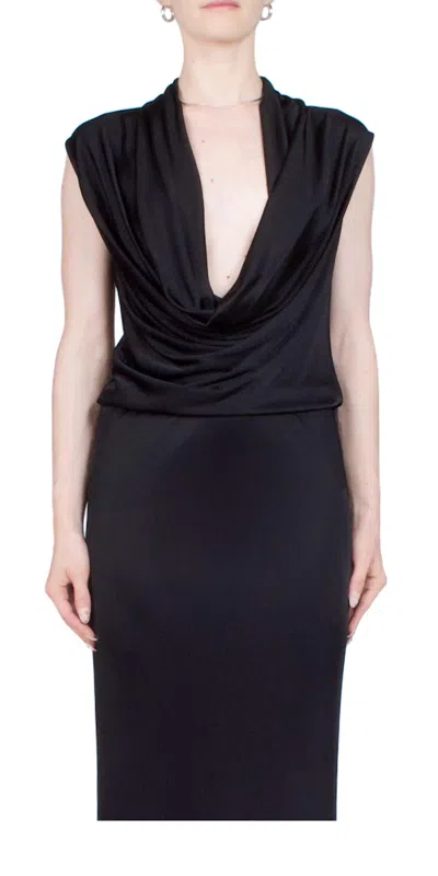 Helmut Lang Sleeveless Cowl Neck Top In Black