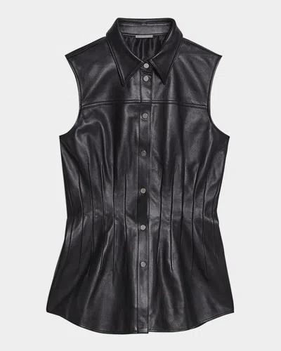 Helmut Lang Women's Lambskin Leather Vest Top In Black