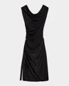 Helmut Lang Viscose Dress With Unique Back Knot In Blk