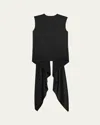Helmut Lang Sleeveless Draped Silk Scarf Top In Black