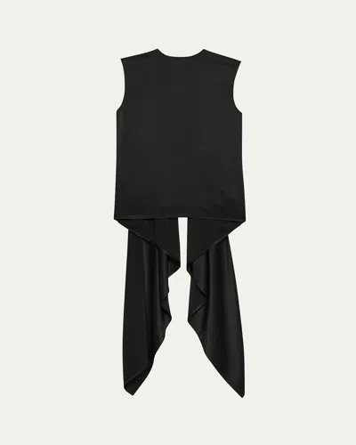 HELMUT LANG SLEEVELESS DRAPED SILK SCARF TOP