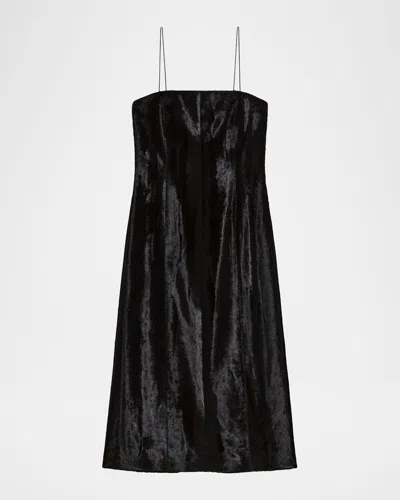 Helmut Lang Sleeveless Faux Pony Midi Dress In Black